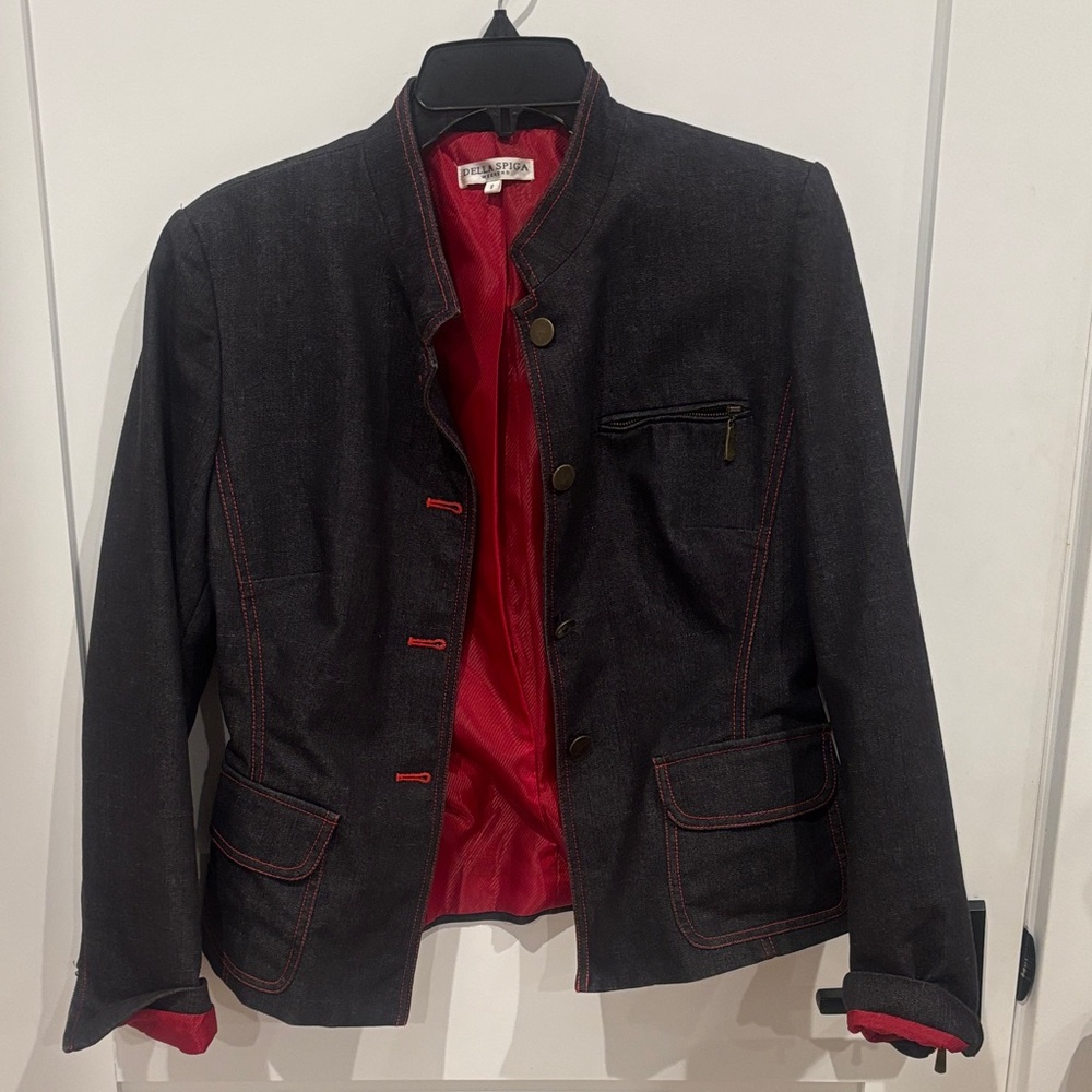 Jean Jacket with Red Lining Della spits